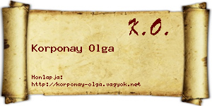 Korponay Olga névjegykártya